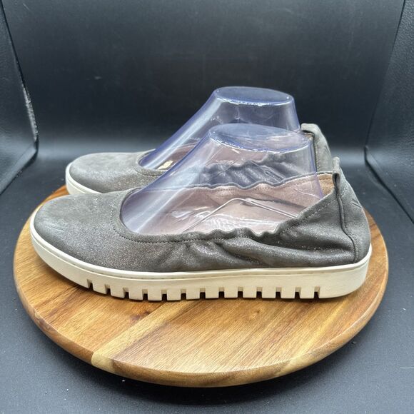Vionic Uptown Ballet Flat Womens Size 9 Shoes Grey Metallic Leather Platform - Picture 1 of 8